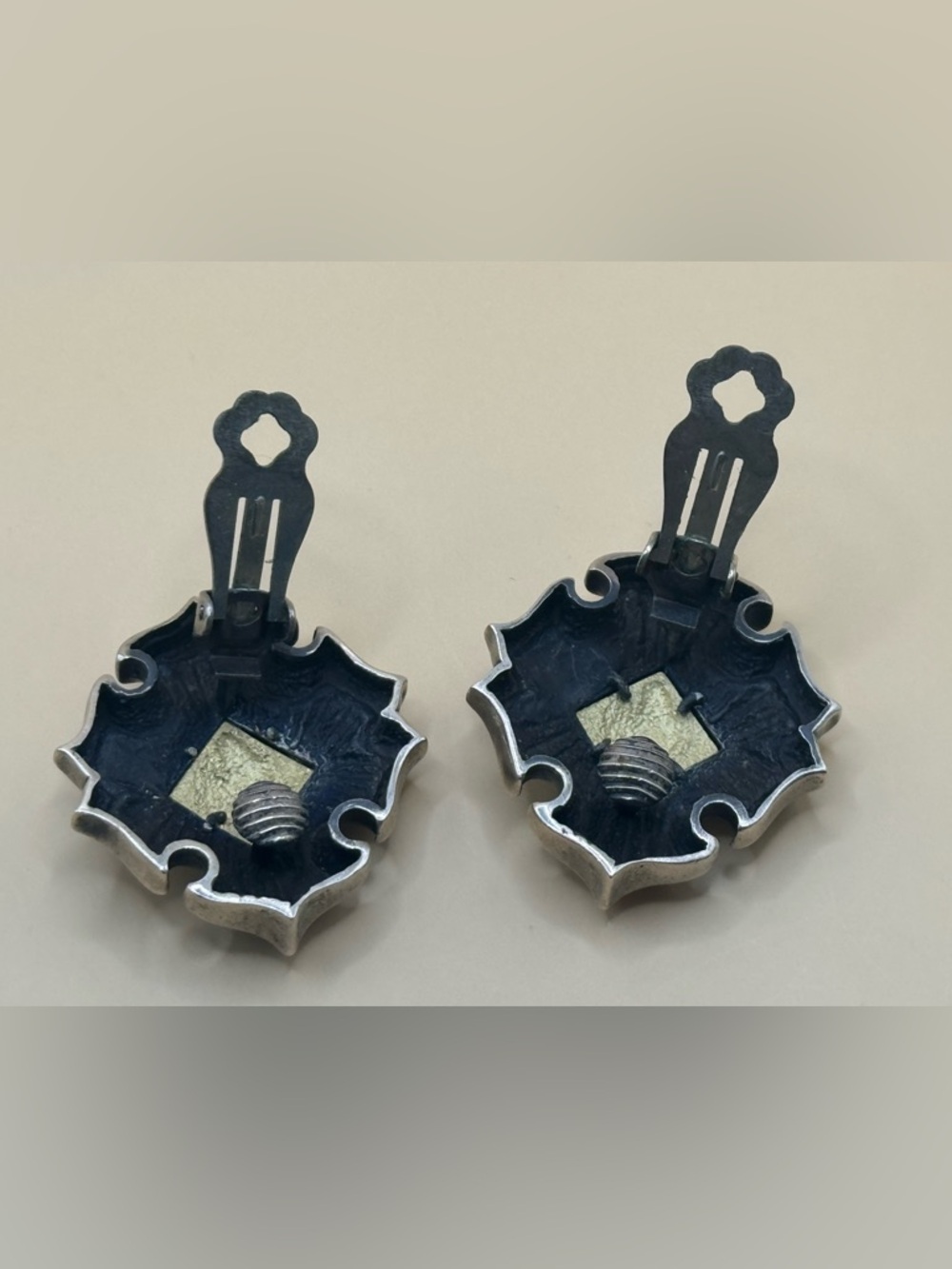 Esti Frederica 18K Gold & Sterling Silver Roman Intaglio Clip-On Earrings - Picture 7 of 8